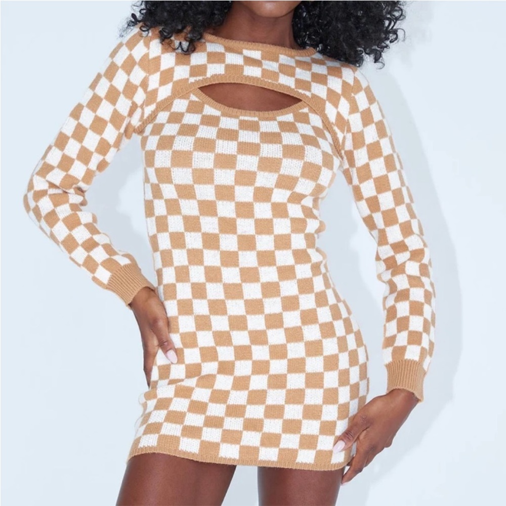 Princess Polly checker knit dress